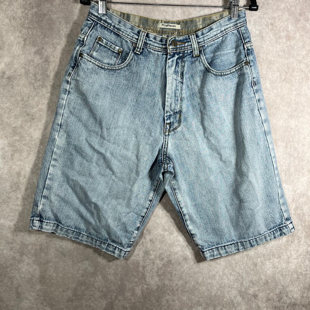 Flypaper Jorts Shorts Mens Size 31 Blue Light‎ Wash Denim Baggy 90s Y2K Skater